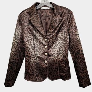 Passion Concept Animal Print Shades of Brown Longsleeve Rhinestone Butto…